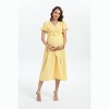 Clearlove Maternity Dress Floral Print Women V Neck High Waist Long Boho Floral Swing Flowy Slit Beach Maxi Dress - 3 of 4