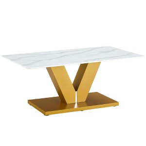 NicBex 43.3 Inch Rectangle Coffee Table with Glass Tabletop and MDF Base for Living Room,Dining Room - 1 of 4