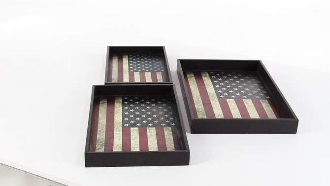 Rustic Elegance American Flag Tray Set Red/White/Blue 3pk - Olivia & May, 2 of 8, play video
