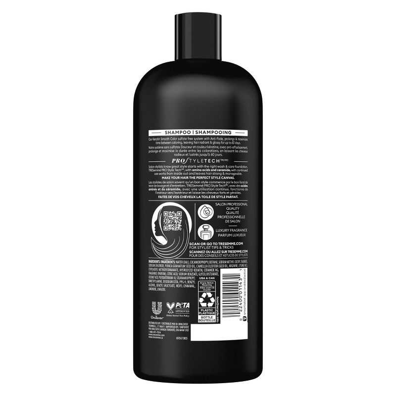 Tresemme Cruelty-Free Keratin Smooth Color Sulfate-Free Shampoo for Color-Treated Hair Formulated With Anti-Fade Technology - 28oz, 4 of 8