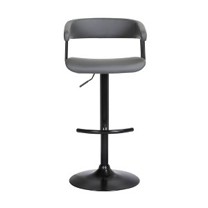 HomeRoots Gray and Black Faux Leather with Metal Swivel Adjustable Height Bar Chair - 1 of 4