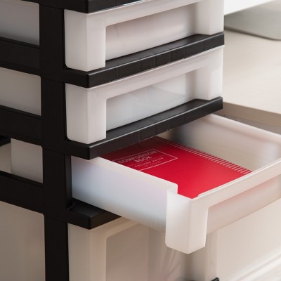 Black and White 7-Drawer Plastic Rolling Storage Cart