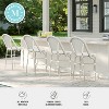 Martha Stewart Lily Pond Set of 2 Indoor-Outdoor Stackable Bistro Counter Stools with Woodgrain Aluminum Finish Frames and Woven Rattan Backs and Seat - 4 of 4