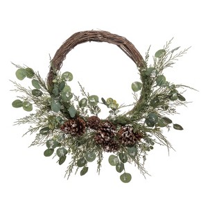 Transpac Artificial 26 in. Multicolor Christmas Eucalyptus and Pine Wreath - 1 of 2