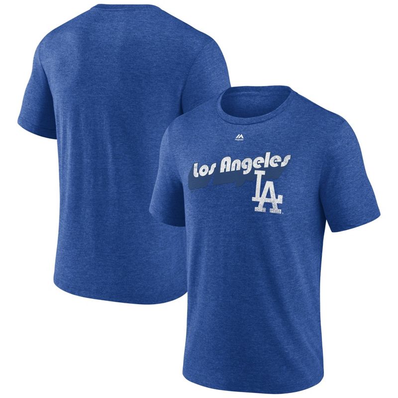 MLB Los Angeles Dodgers Men&#39;s Short Sleeve Tri-Blend T-Shirt, 3 of 4