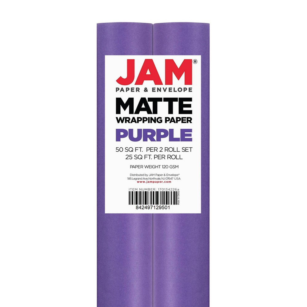 Photos - Other Souvenirs JAM Paper & Envelope 2ct Matte Gift Wrap Rolls Purple