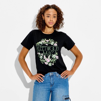 Women's Fleetwood Mac Dove Short Sleeve Graphic T-Shirt - Black Floral