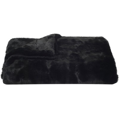 Faux Black Mink Throw Blanket - Onyx - 60