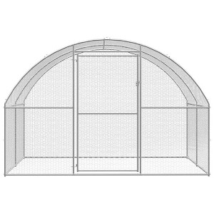 vidaXL Galvanized Steel Outdoor Chicken Coop - Spacious, Durable, Easy-to-Clean Enclosure for Chickens, Ducks, Hens and Other Small Animals - Silver - 1 of 4