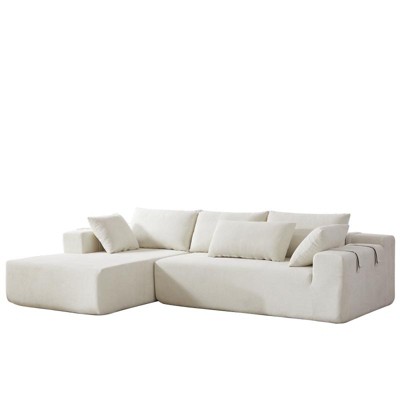 TiramisuBest 108" L Shaped Sectional Sofa Chenille Upholstered Modular 4 Seat Convertible Couch Set Seating 6 Pillows Living Room Left /Right Side