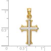 Black Bow Jewelry 14k Yellow Gold and White Rhodium Hollow Fleur de Lis Cross Pendant - 4 of 4