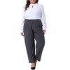 Agnes Orinda Women's Plus Size Business Work Elastic Waisted Long Straight with Pocket Suit Pants - 3 of 4