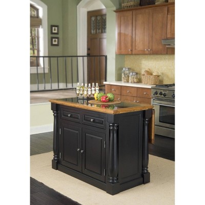 Monarch Kitchen Island Granite Top Black/Oak - Home Styles