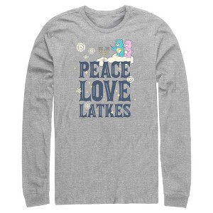 Men's Care Bears Hanukkah Peace Love Latkes Long Sleeve Shirt - 1 of 4