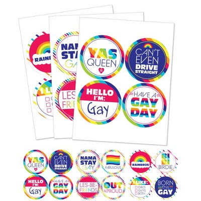 Big Dot of Happiness Love is Love - Gay Pride - LGBTQ Rainbow Party Funny Name Tags - Party Badges Sticker Set of 12