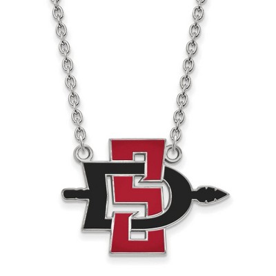 Black Bow Jewelry 14k White Gold San Diego State Aztecs NCAA Necklace 18 Inch