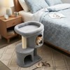 Costway 26” Small Cat Tree with Large Padded Plush Perch, 2 Condos, Sisal Scratching Posts Light Gray/Dark Gray/Beige - 2 of 4