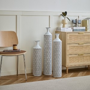 Hrinhom 3-Piece Floor Metal Vases,Gorgeous Home Decoration Glazed Vases(24"/28.7"/33.5") - 1 of 4