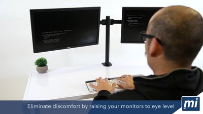 Black Dual Monitor Desk Mount with Adjustable Arms