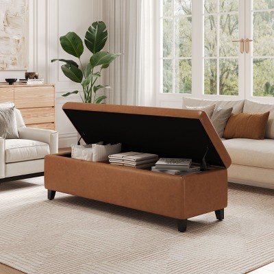NicBex Rectangle PU Leather Storage Ottoman Bench,Upholstered Storage Ottoman,Modern Storage Bench for Living Room,Bedroom