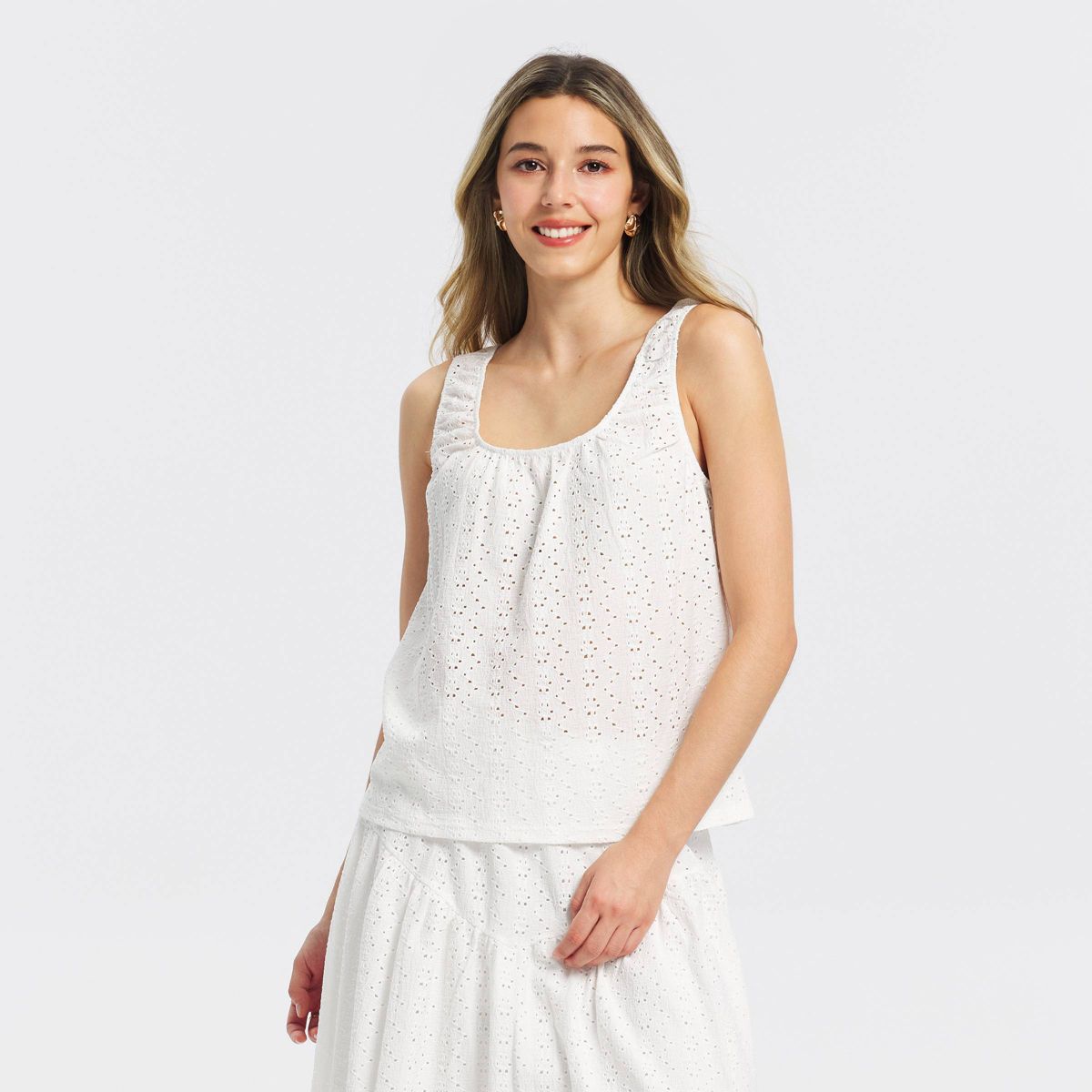 Women's Eyelet Scoop Neck Tank Top - A New Day™ - thumbnail 8