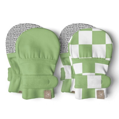 Image of Goumi Stay On 2-Pack Mitts - Matcha + Cabana Green 0-3M