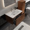 Floating Side Cabinet Wall-mounted Cabinet Space Saver Storage Cabinet With 2 Door And 3 Layers Shelves Engineered Wood Cupboard - 3 of 4