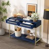 MOEPISY Entryway Table, Console Table with Two Drawers, Retro Hallway Table with Striking Geometric Design (Navy) - 3 of 4