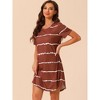 cheibear Women's Round Neck Curve Hem Short Sleeve Sleepshirt Nightgown - 2 of 4