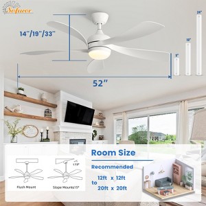 Sofucor 52 Inch Smart Ceiling Fan with Lights and Remote Low Profile Ceiling Fan 5 Blade Noiseless Reversible DC Motor Fan Work with Alexa/Google/App - 1 of 4
