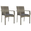 vidaXL Patio Dining Set Outdoor Rattan Wicker Table and Chair Set for Porch - Gray 3 Piece with Cushions, 31.5" Table - 4 of 4