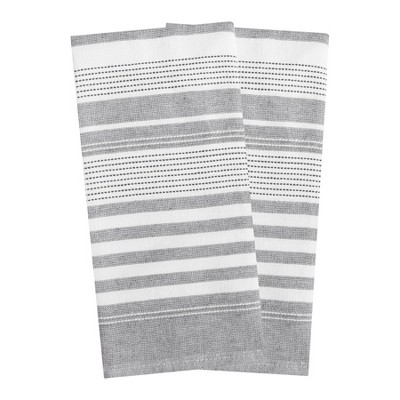 T-Fal Solid & Check Parquet 2-pc. Kitchen Towel, Color: Gray