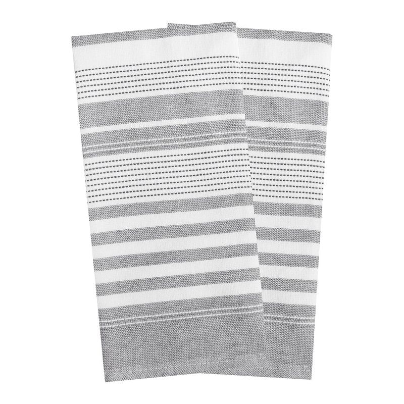 T-fal Dual Terry Stripe Kitchen Towel, 2 Piece Set, 1 of 5