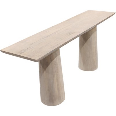 HomeRoots 72" Natural Solid Wood Distressed Double Pedestal Console Table