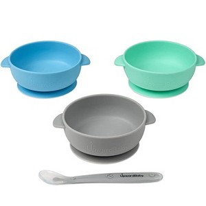 Upward Baby Silicone Bowl 3Pc Set With Spoon Multi - 1 of 4