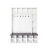 4-In-1 MDF Hall Tree Entryway With Bench And Adjustable Shelves,6 Hooks Coat Rack And Shoe Storage,For Hallways,Living Room-Cuddlewood - 3 of 4