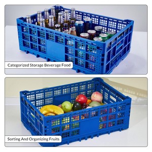 Collapsible Storage Bin Containe, 52 Liter Heavy Duty Transfer Box, 23.6" l x 15.7" w x 8.6" h Plastic Crate for Storage of Various Items - 1 of 4