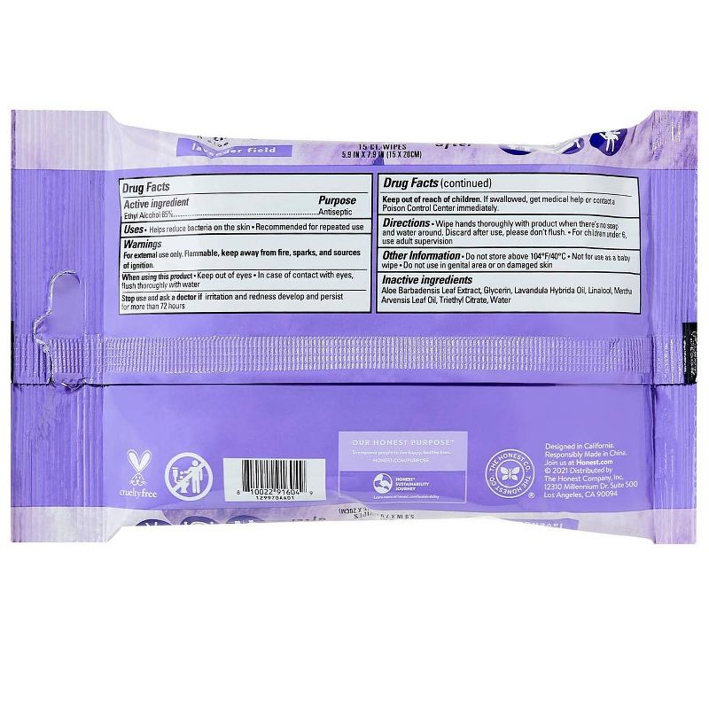 The Honest Company Alcohol Hand Sanitizing Wipes - Lavender Field - (Select Count), 4 of 6