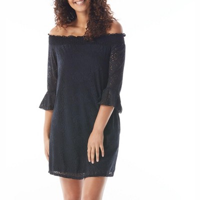 Beach House Style Solid Kelsea Smocked Off the Shoulder Dress