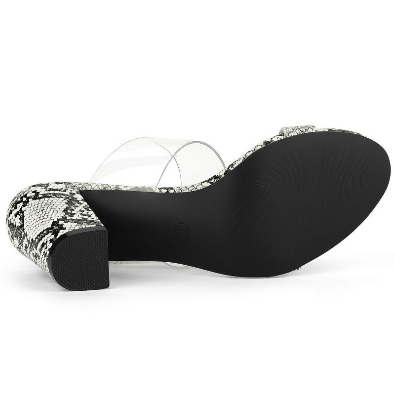 Allegra K Women's Snake Print Block Heel Snakeskin Heels Slide Sandals, 5 of 8