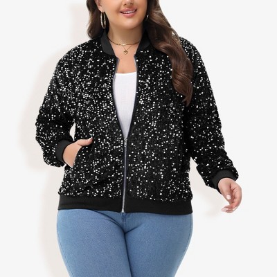 Plus size sequin bomber jacket hotsell