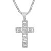 Steeltime 24" stainless steel and simulated diamonds cross pendant with greek key accents - 2 of 4
