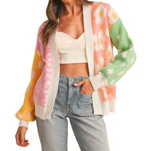 Women's Floral Cardigan - Thomas & Co - 1 of 4