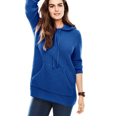 Woman Within Plus Size Shaker Sweater Pullover Hoodie