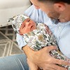 Sweet Jojo Designs Girl Baby Cocoon and Beanie Hat Swaddle Wrap Vintage Floral Pink Green and Yellow 2pc - 3 of 4
