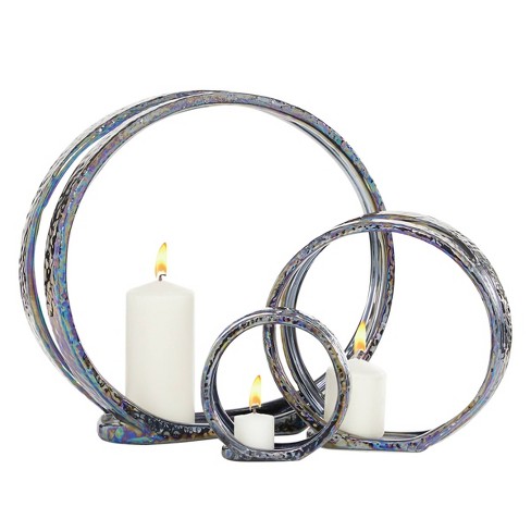 Taper Candle Holder Set, Set of 3, Multicolor 