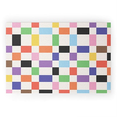 April Lane Art Rainbow Checkered 36" x 24" Welcome Mat - Society6