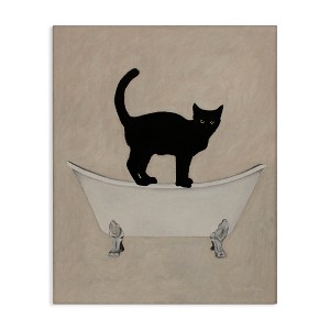 Stupell Industries Black Cat Simple Claw Foot Bathtub Bathroom Painting Canvas Art - 1 of 4