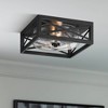 Franklin Iron Works Drake 12" Modern Industrial Flush-Mount Ceiling Light Fixture Kitchen Foyer Hallway Round 2-Light Black Seeded Glass Bedroom - image 2 of 4