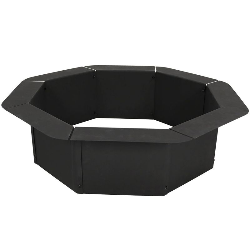 Sunnydaze Outdoor Heavy-Duty Steel Portable Above Ground or In-Ground Octagon Fire Pit Liner Ring - 38" - Black, 6 of 9